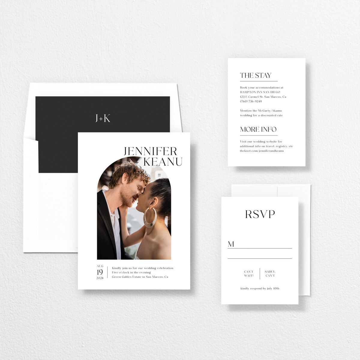 Modern Arch Wedding Invitations Pure White No Signature