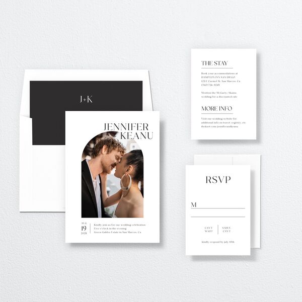 Modern Arch Wedding Invitations Pure White No Signature