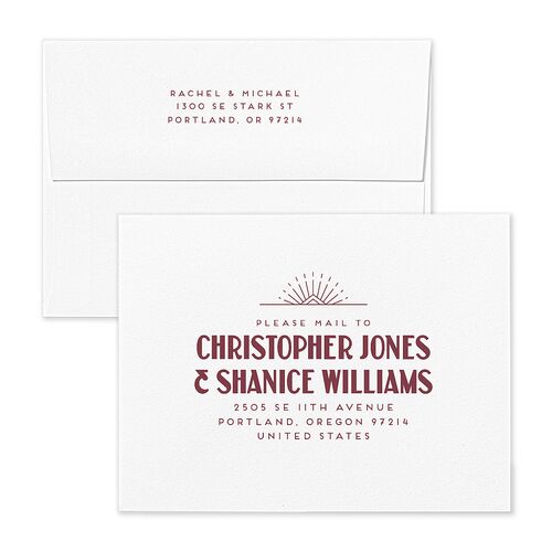 Vintage Art Deco Photo Save the Date Magnet Envelopes Merlot Rose Recipient Address Signature Standard