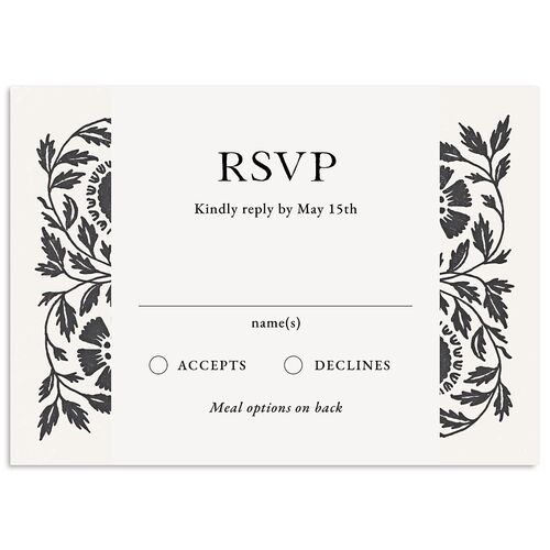 Block Print Wedding Response Cards Charcoal Signature Standard