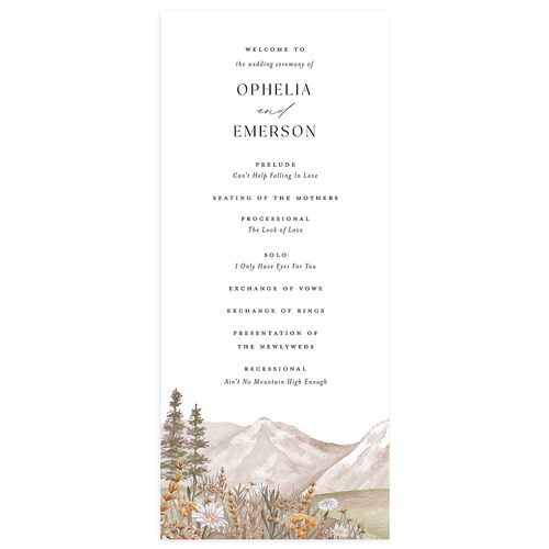 Mountain Wildflowers Wedding Programs Mocha Signature
