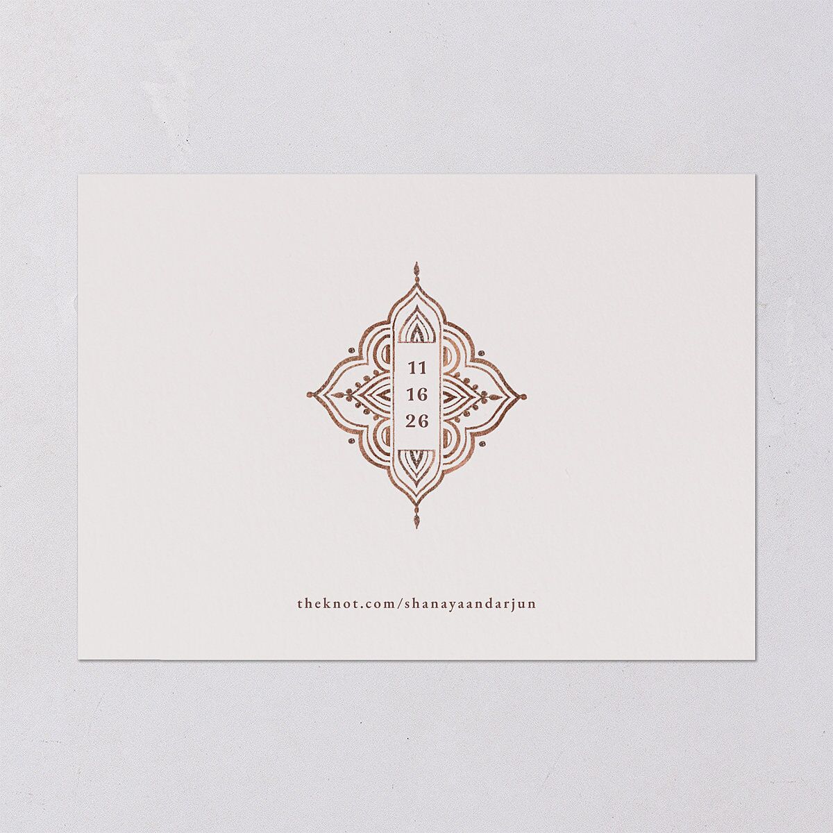 Indian Painted Henna Save the Date Cards Chestnut Signature smooth Blank No Standard