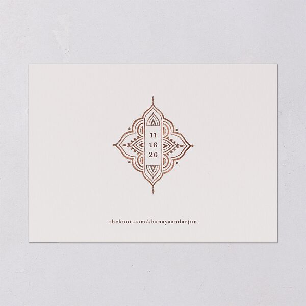 Indian Painted Henna Save the Date Cards Chestnut Signature smooth Blank No Standard