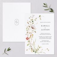 Glistening Wildflower Foil Wedding Invitations Gold Soft Peach Signature Blank No Standard