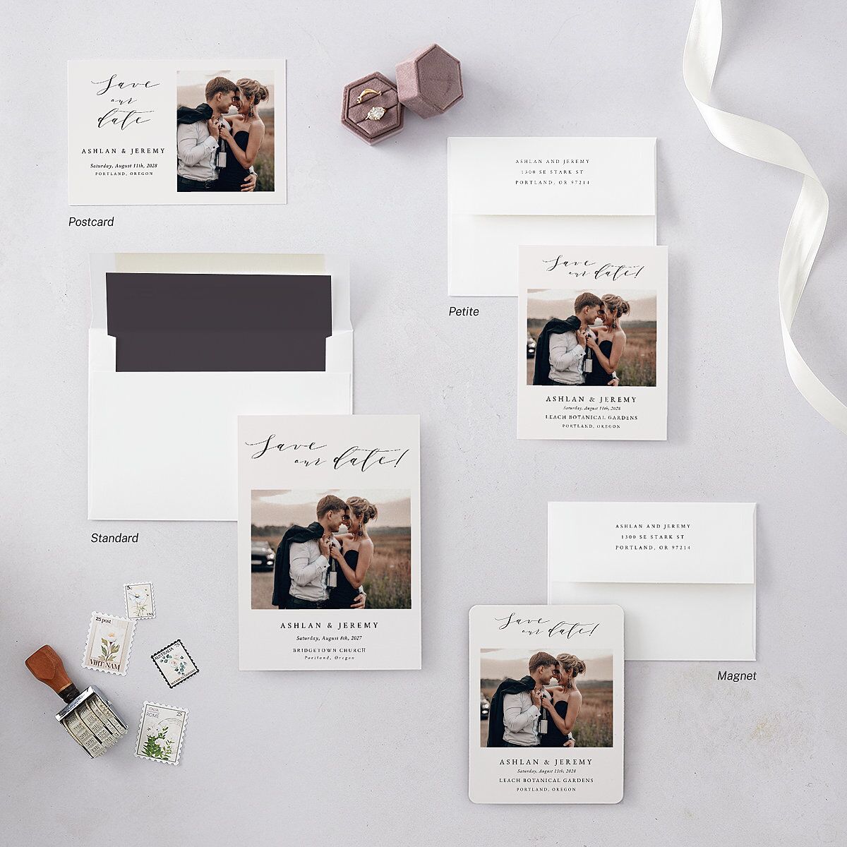 Simply Elegant Save The Date Postcards — view 3