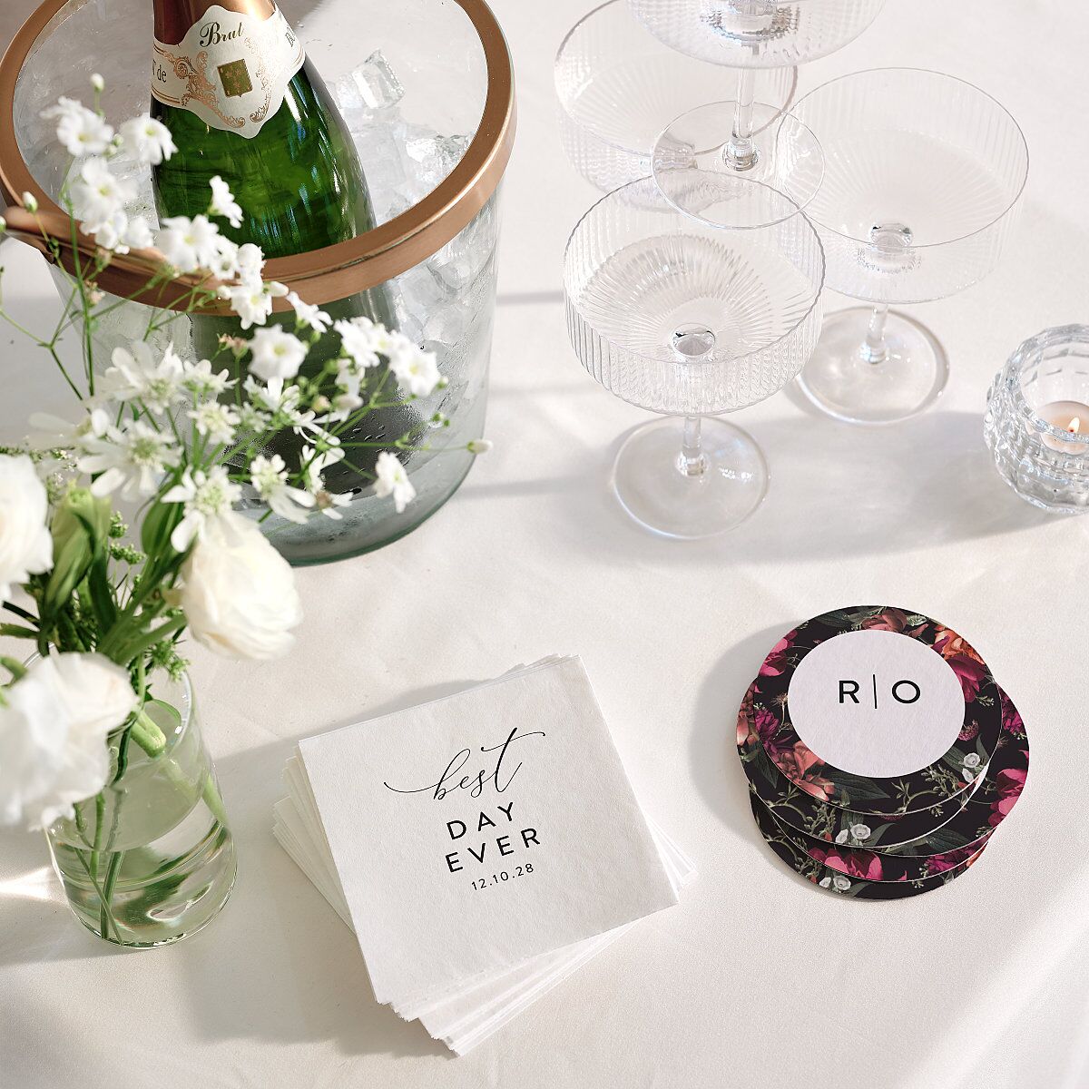 Blooming Botanical Coasters Midnight Cardboard Circle