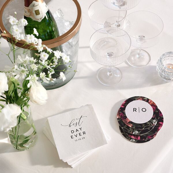 Blooming Botanical Coasters Midnight Cardboard Circle