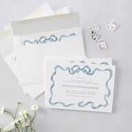 Vintage Bow Rehearsal Dinner Invitations Regency Blue Signature Blank Standard