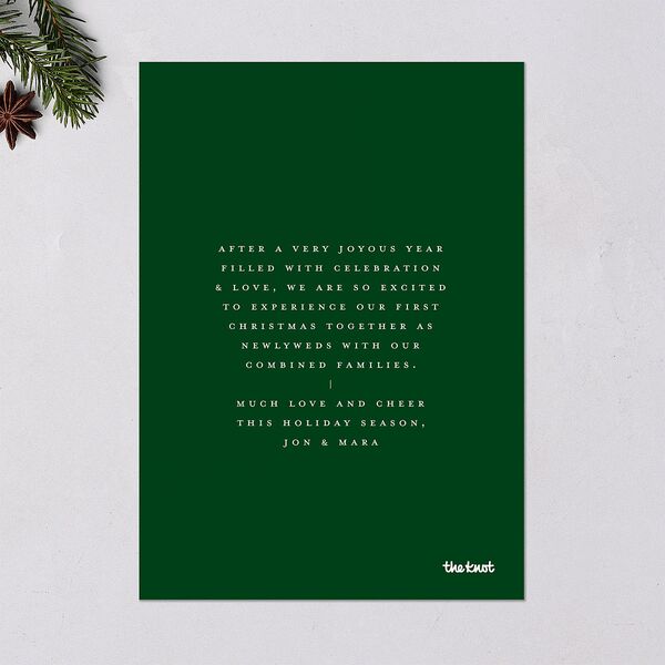 Married Christmas Holiday Cards Hunter Green Signature Blank Portrait Standard