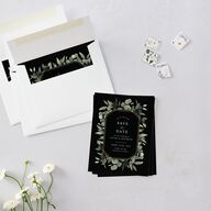 Elegant Eucalyptus Botanical Save the Date Petite Cards Midnight Signature smooth Blank No Standard
