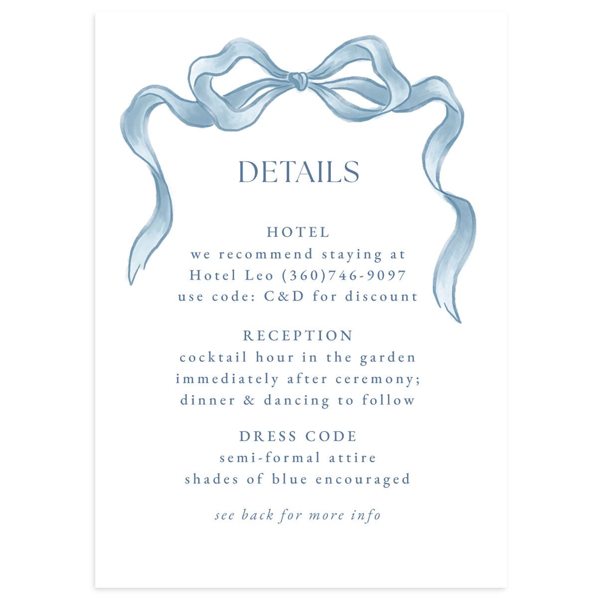 Vintage Bow Wedding Enclosure Cards