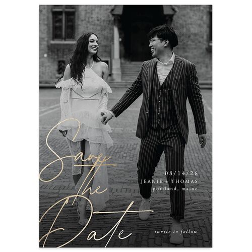 Gilded Corner Save The Date Cards Gold Licorice Signature smooth Blank No Standard