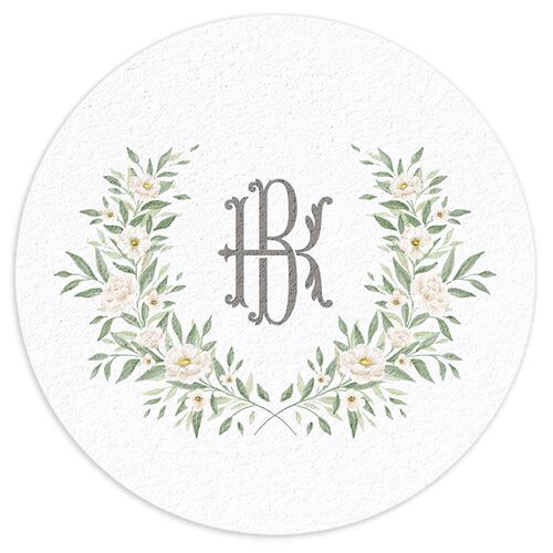 Luxury Floral Monogram Wedding Day Coasters Cotton Cardboard Circle
