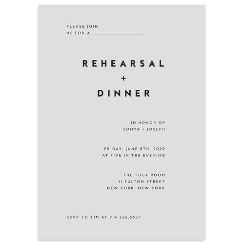 Simply Modern Rehearsal Dinner Invitations Dusty Blue Signature Blank Standard
