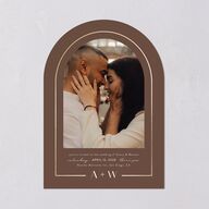 Monogram Arch Foil Wedding Invitations Gold Walnut Signature Blank Arch No