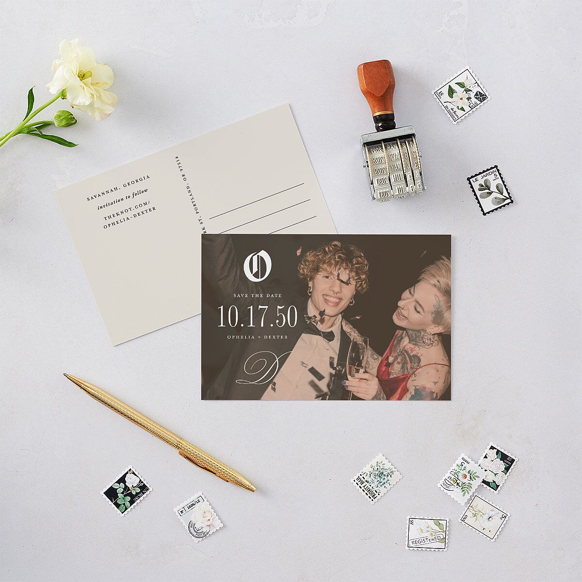 Til Death Gothic Photo Save the Date Postcards Sand