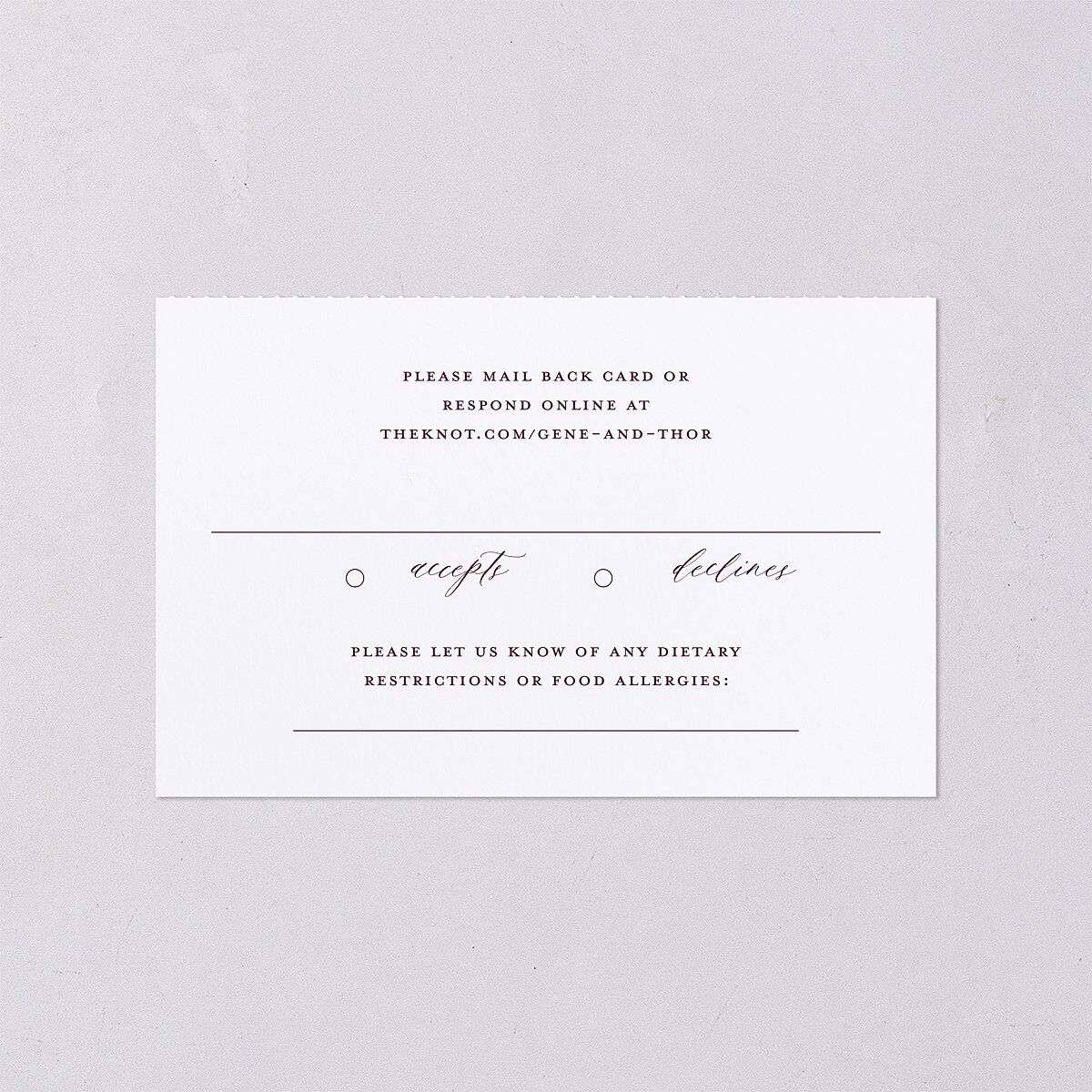 Dark Vintage Fantasy All-in-One Wedding Invitations Merlot Signature Light Both Recipient and Return Addresses No
