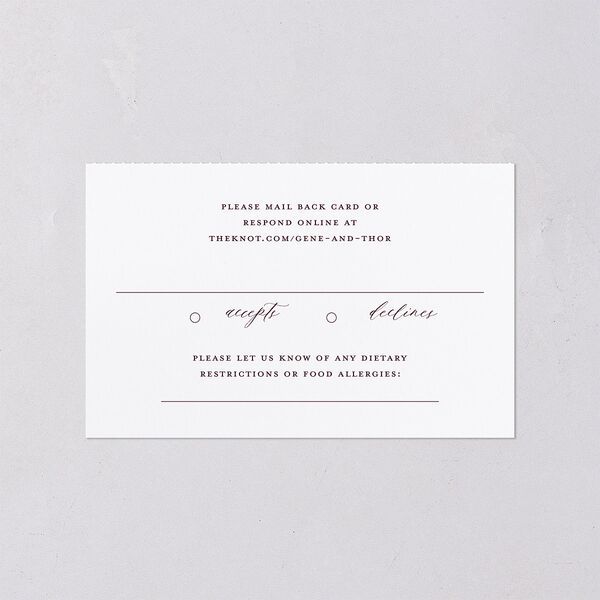 Dark Vintage Fantasy All-in-One Wedding Invitations Merlot Signature Light Both Recipient and Return Addresses No