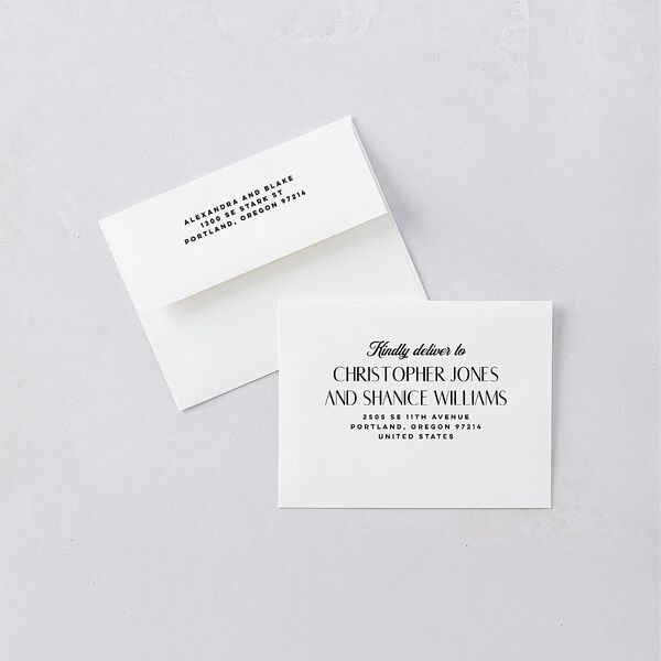 Destination Save the Date Magnet Envelopes Pure White White Both Recipient and Return Addresses Signature Standard