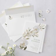 Elegant Orchid Foil Wedding Invitations Gold Pure White Signature Blank No Standard