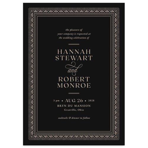 Antique Scallop Frame Wedding Invitations Midnight Signature Blank No Standard