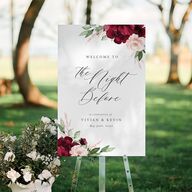 The Night Before Beloved Floral Standard Welcome Sign Large Dark Berry Standard Indoor Foam Core L Welcome