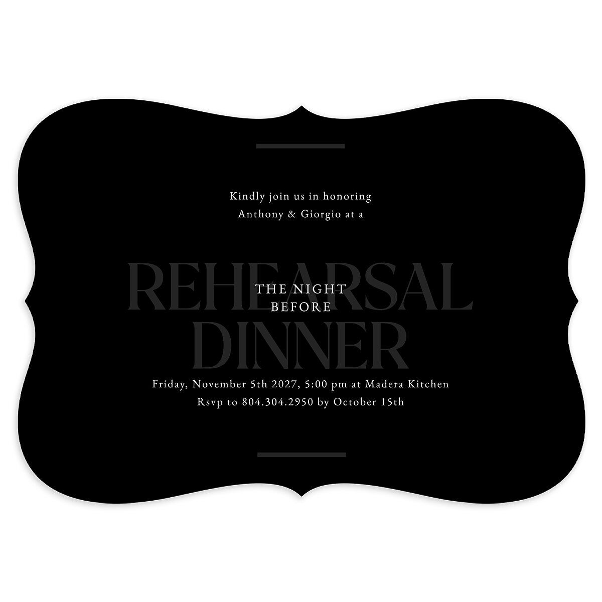 Gilded Bold Rehearsal Dinner Invitations
