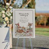 Hand Drawn Tablescape Standard Welcome Sign Medium Linen Standard Indoor Foam Core M Welcome