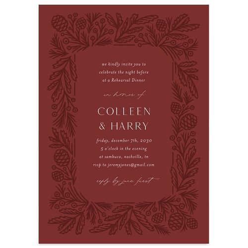 Winter Frame Rehearsal Dinner Invitations Rust Signature Blank Standard