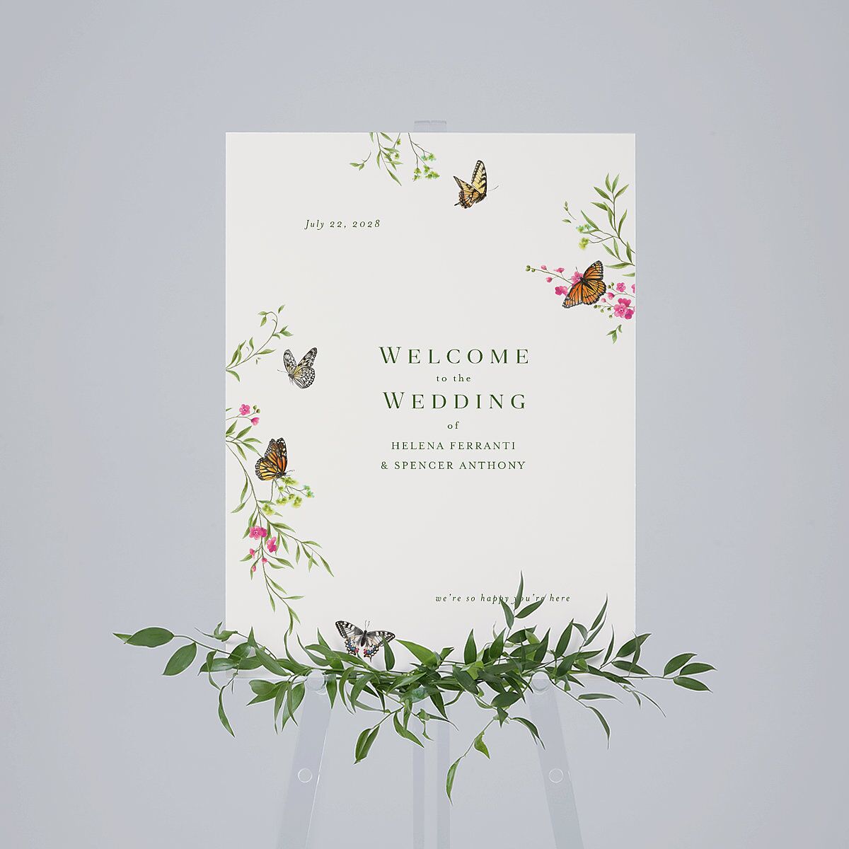 Rustic Butterflies Standard Welcome Sign Medium Scottish Green Standard Indoor Foam Core M Welcome