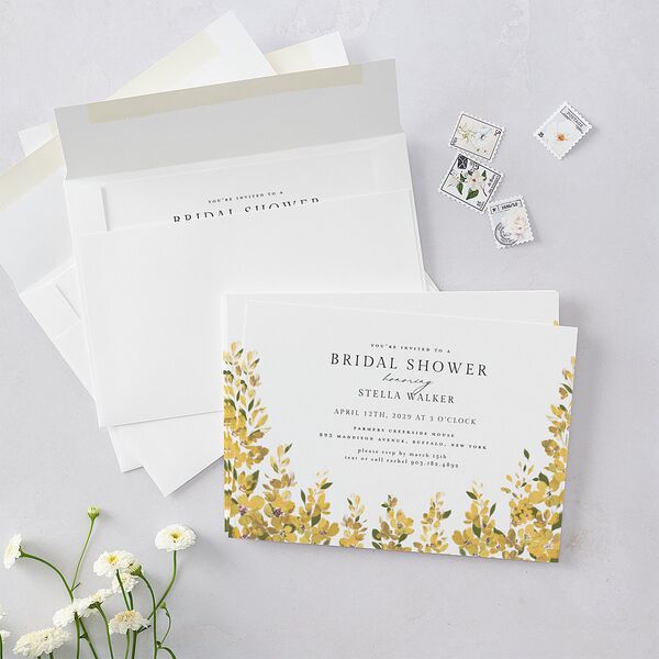 Delphinium Crest Bridal Shower Invitations Daffodil Signature Blank