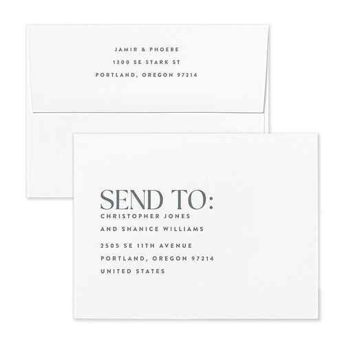 Big Yes Thank You Card Envelopes Slate White Both Recipient and Return Addresses Signature Standard