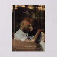 Elegant Oval Monogram Save the Date Cards Sand Signature smooth Blank No Standard