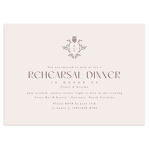 Tartan Crest Rehearsal Dinner Invitations Fawn Signature Blank Standard