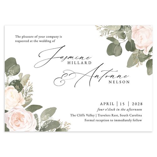 Romantic Roses Wedding Invitations Peony Signature Blank No Standard