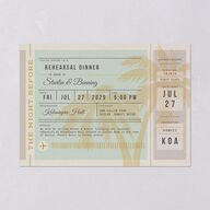 Retro Boarding Pass Rehearsal Dinner Invitations Mint Green Signature Blank