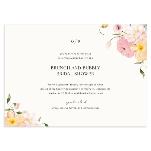 Pastel Garden Bridal Shower Invitations Pink Cotton Signature Blank Standard