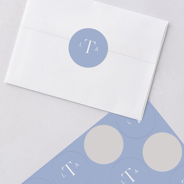 Coastal Oysters and Anchors Wedding Stickers Sea Blue Circle