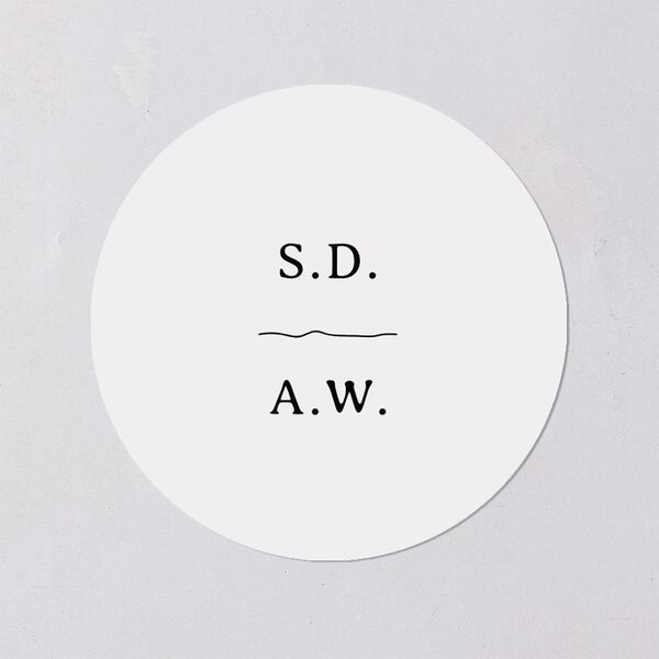 Elegant Mountain Monogram Wedding Stickers Pure White Circle