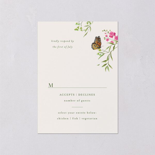 Rustic Butterflies Wedding Response Cards Scottish Green Signature Standard