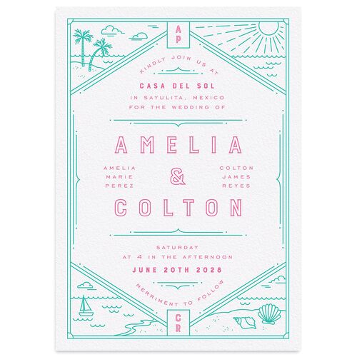 Iconic Beach Wedding Invitations Sky Signature Blank No Standard