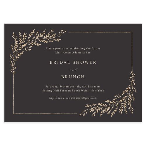 Rustic Branch Frame Bridal Shower Invitations Charcoal Signature Blank Standard
