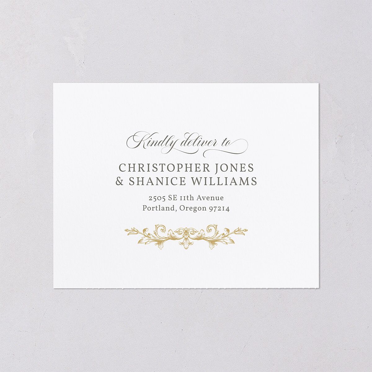 Vintage Regency Monogram Frame Foil All-in-One Wedding Invitations Pure White Signature Light Both Recipient and Return Addresses No