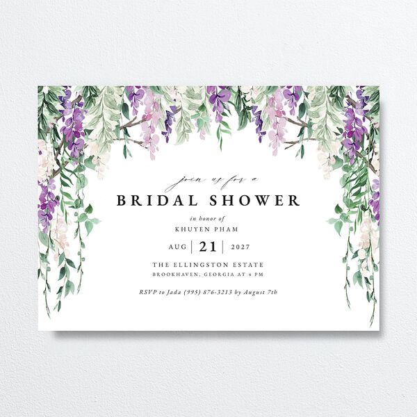 Romantic Wisteria Bridal Shower Invitations Purple Petal Signature Blank Standard