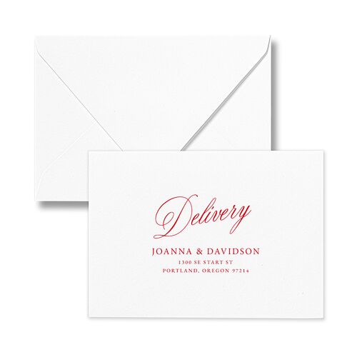 We're Getting Married Response Card Euro Envelopes Ruby White Return Address Luxe