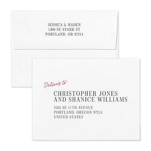 Modern Circled Calendar Date Save the Date Petite Card Envelopes White Jewel Red Both Recipient and Return Addresses Signature Standard