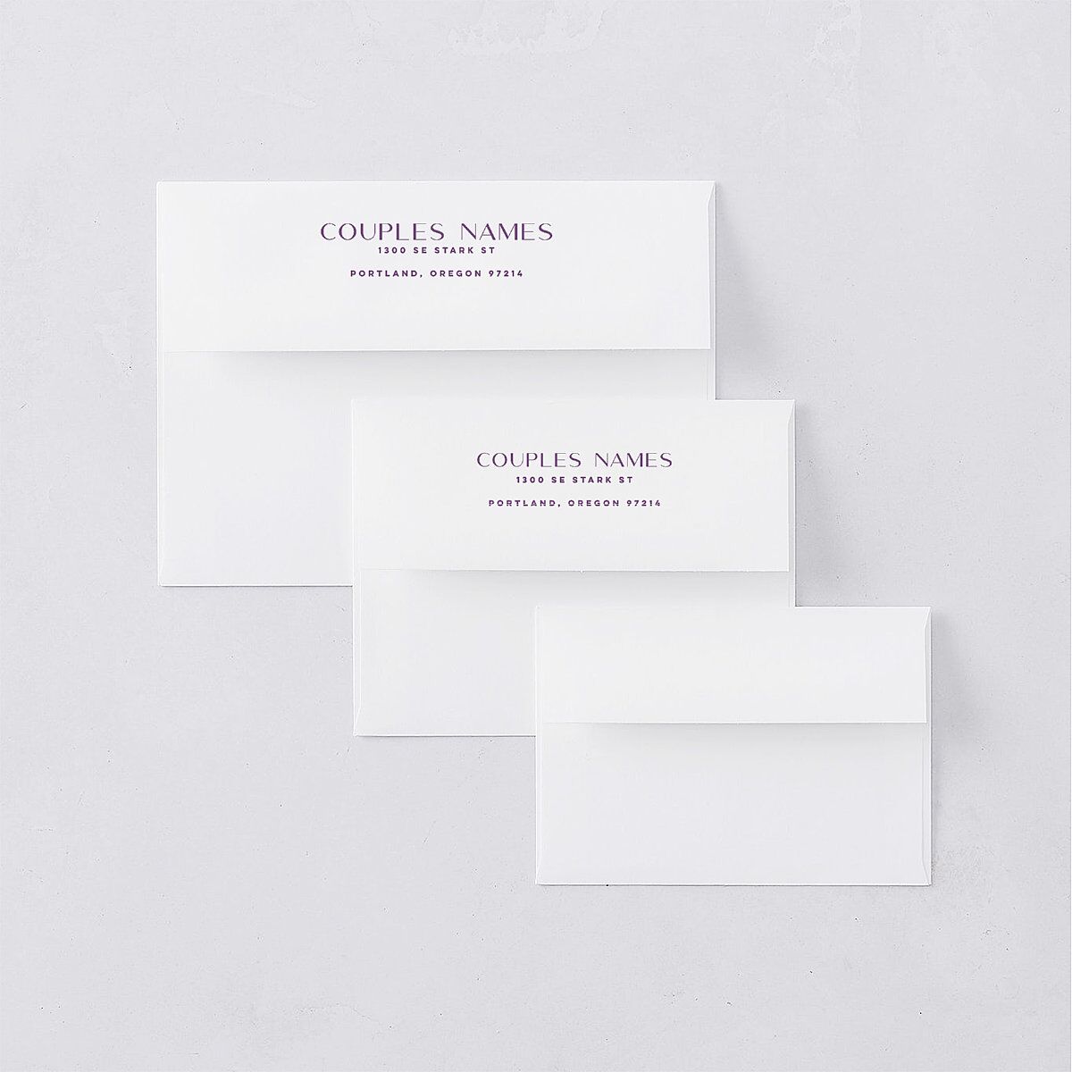 Meet Us In Miami Thank You Card Envelopes Orchid White Both Recipient and Return Addresses Signature