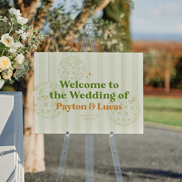Colorful Retro Stripes Standard Welcome Sign Medium Sea Foam Standard Indoor Foam Core M Welcome
