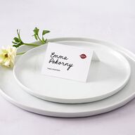Hand Drawn Heart Photo Place Cards Maroon Signature