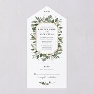 Eucalyptus Frame All-in-One Wedding Invitations Pure White Signature Light Both Recipient and Return Addresses No